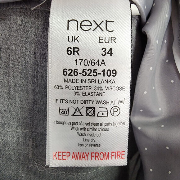 next Tailoring Light Grey Trouser Pants Size 6r - Picture 9 of 10